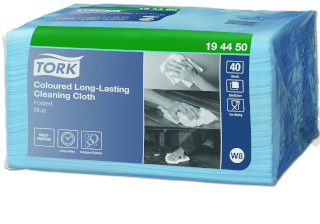 TORK W8 Low Lint Cleaning Cloths/Wipes - Blue - 40 Sheets / 1 Sleeve - 75gsm