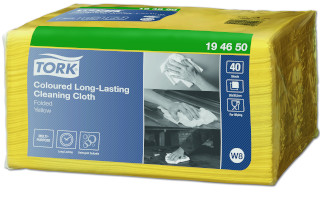 TORK W8 Low Lint Cleaning Cloths/Wipes - Yellow - 40 Sheets / 1 Sleeve - 75gsm