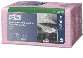 TORK W8 Low Lint Cleaning Cloths/Wipes - Red - 40 Sheets / 1 Sleeve - 75gsm
