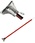 Mop Handle - No Grip - Alum. Handle + Galvanised Holder + Fan Wire