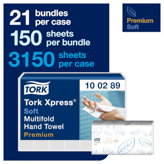 TORK H2 Xpress Folded Towel Paper Towels - 2 Ply Premium - 3,150 Sheets