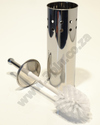 Toilet Brush Set - Round Cylinder with Handle Lid - Stainless Steel 