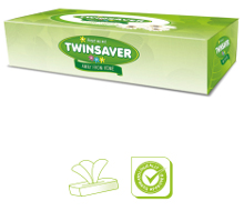 TWINSAVER Facial Tissues - 2 Ply - 40 Boxes x 90 tissues - White