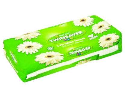 Picture of TWINSAVER Facial Tissues - 2 Ply - 40 Softpacks x 90 Tissues - White