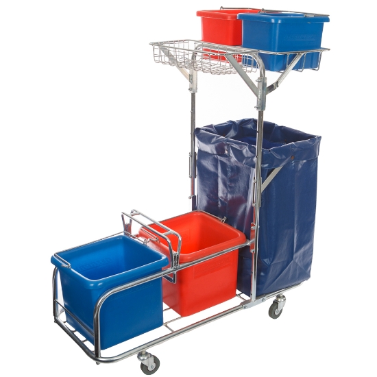Picture of Dirt Buster Double Bucket Steel Trolley + 2 x 25L + 2 x 10L Plastic Buckets + Bag - NO Wringer