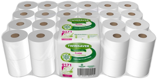 Picture of TWINSAVER Toilet Paper - 1 Ply - Econo - 500 Sheets - 48 Unwrapped Rolls