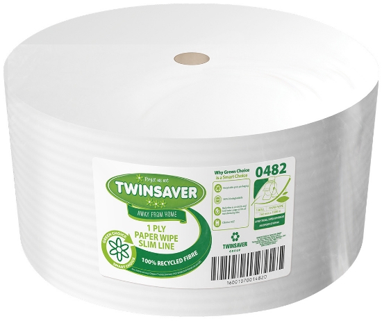 Picture of TWINSAVER Wiper Roll - Econo - 1 Ply - White - 160mm x 1,500m
