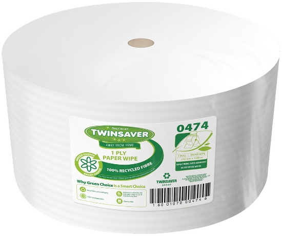 Picture of TWINSAVER Wiper Roll - GP210 - 1 Ply - White - 210mm x 1,500m