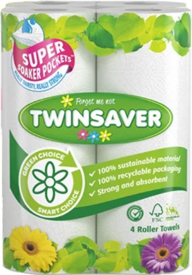 Picture of TWINSAVER Kitchen Towels - Standard - 2 Ply - 50 Sheets per Roll - 24 rolls