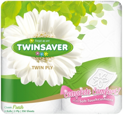 Picture of TWINSAVER Superior Toilet Paper - Unwrapped - 2 Ply - 350 Sheets - 12 x 4 Rolls