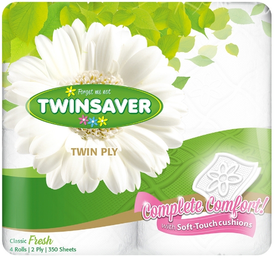 Picture of TWINSAVER Superior Toilet Paper - Unwrapped - 2 Ply - 350 Sheets - 12 x 4 Rolls