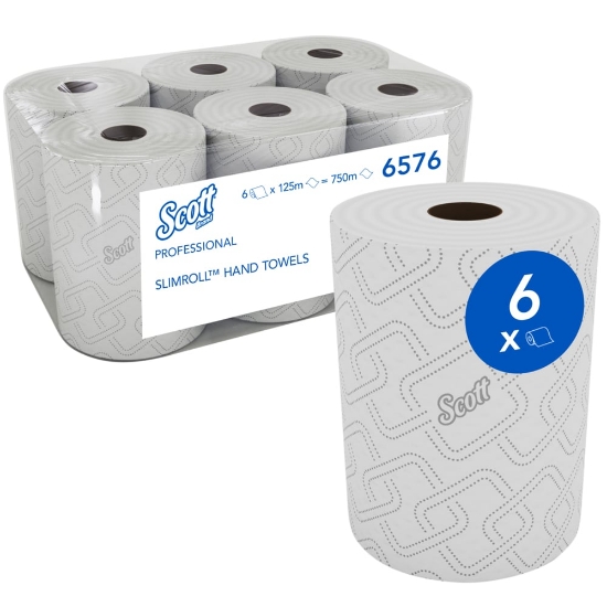 Picture of KIMBERLY-CLARK Scott Slimroll Paper Towel Rolls - 2 Ply - 125m - 6 Rolls