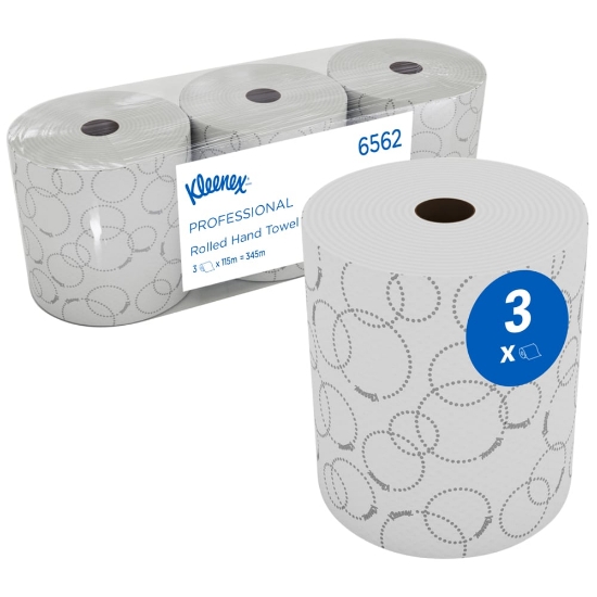 Picture of KIMBERLY-CLARK Kleenex Reflex Paper Towel Rolls - 2 Ply - 115m - 3 Rolls