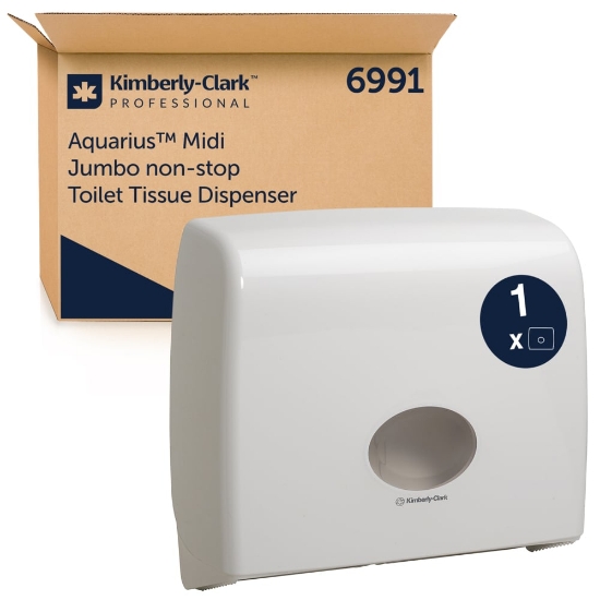 Picture of KIMBERLY-CLARK Aquarius 2 x Jumbo/Deca Toilet Roll Holder - Plastic - White