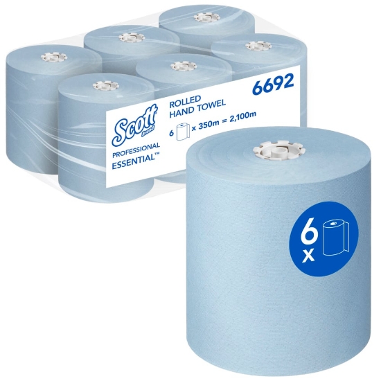 Picture of KIMBERLY-CLARK PBS Scott AIRFLEX MAX Paper Towel Rolls - 1 Ply - BLUE - 350m - 6 Rolls