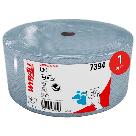 Picture of KIMBERLY-CLARK WypAll L10 Wiper Roll - 1 Ply - BLUE - 165mm x 2,894 sheets 1,100m