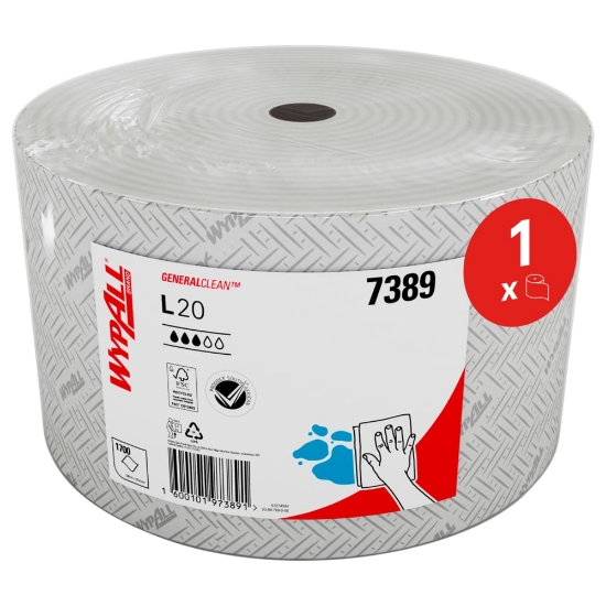 Picture of KIMBERLY-CLARK WypAll L20 Wiper Roll - 2 Ply - White - 200mm x 1,700 Sheets - 646m