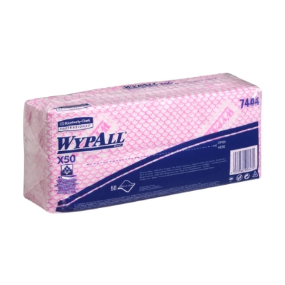 Picture of KIMBERLY-CLARK WypAll X50 Low Lint Cloths/Wipes - Red - 50 Sheets / 1 Slv - 42 x 25cm
