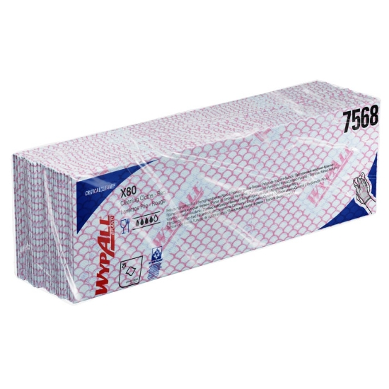 Picture of KIMBERLY-CLARK WypAll X80 Low Lint Cloths/Wipes - Red - 25 Sheets / 1 Sleeve