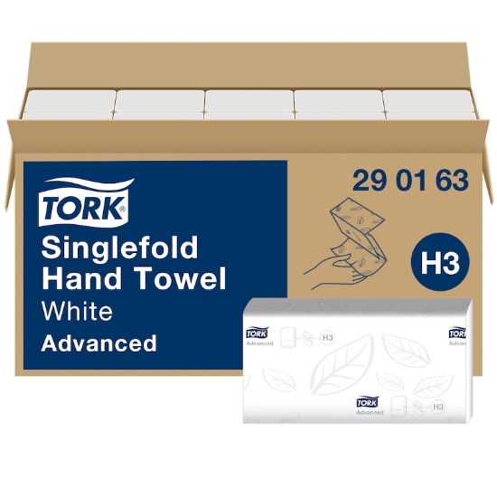 Picture of TORK H3 Folded Paper Towels - 2 Ply Advanced - White - 3,750 Sheets