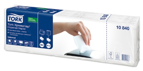 Picture of TORK N4 XpressNap Serviette Refill - 1 Ply Advanced - 1 Sleeve / 1,125 - Virgin / White