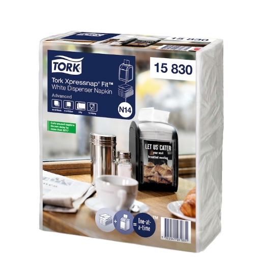 Picture of TORK N14 XpressNap Serviette Refill - 2 Ply Advanced - 1 Sleeve / 720 - Virgin / White