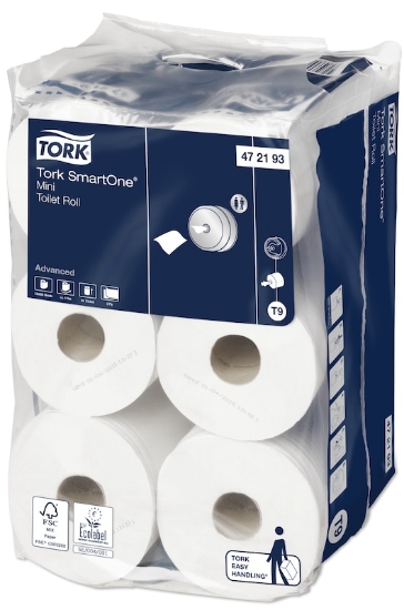 Picture of TORK T9 SmartOne (Mini) Toilet Roll Paper -  12 Rolls - 2 Ply Advanced