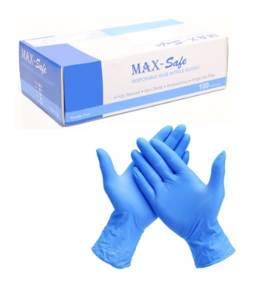 Picture of Examination Gloves - Nitrile - Size 9 / M - Powder-Free - Blue - Qty 100 - Non-Sterile