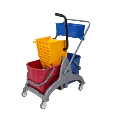 Picture of Mopping Trolley with Double Bucket, Caddy & Accessory Bucket - 2 x 25L - Saul