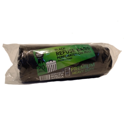 Picture of Refuse Bags - 750 x 950mm - Black - Q20 On a Roll - 28 Microns - 90L