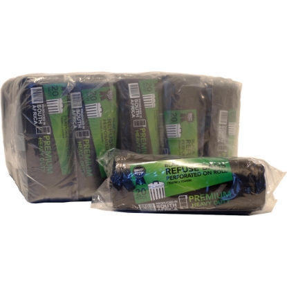 Picture of Refuse Bags - 750 x 950mm - Black - Q20 x 25 Rolls / 500 bags - 28 Microns – 90L