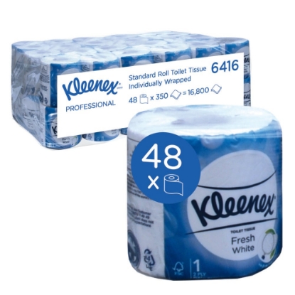Picture of KIMBERLY-CLARK T1 Kleenex De Luxe Toilet Paper - 2 Ply - 350 - 48 WRAPPED Rolls