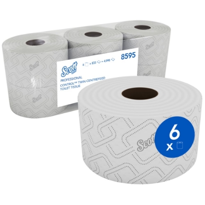 Picture of KIMBERLY-CLARK T9 Scott Toilet Paper - Centrefeed - 1 Ply - 6 Rolls x 833 sheets