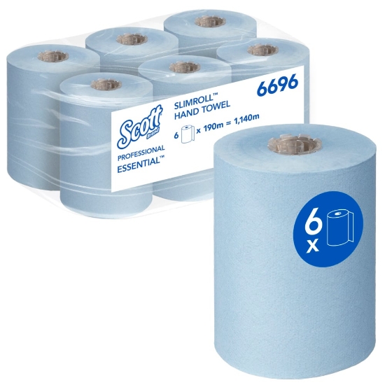 Picture of KIMBERLY-CLARK PBS Scott AIRFLEX Paper Towel Rolls - 1 Ply - BLUE - 190m - 6 Rolls