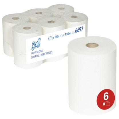Picture of KIMBERLY-CLARK Scott AIRFLEX Reflex Paper Towel Rolls - 1 Ply - 190m - 6 Rolls