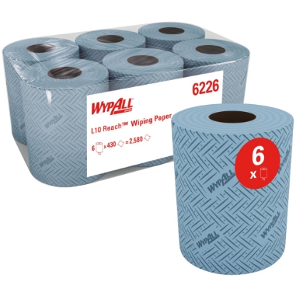Picture of KIMBERLY-CLARK WypAll Reach Wiper Rolls - 6 Rolls x 430 Sheets - Blue