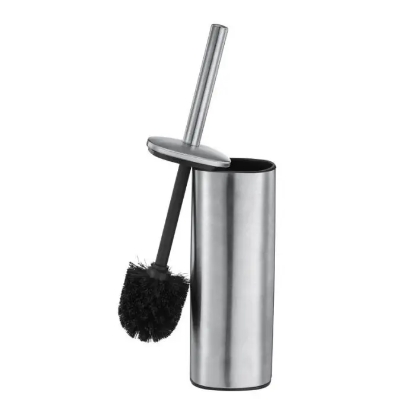 Picture of Toilet Brush Set - Round Cylinder with Handle Lid - BRUSHED Stainless Steel