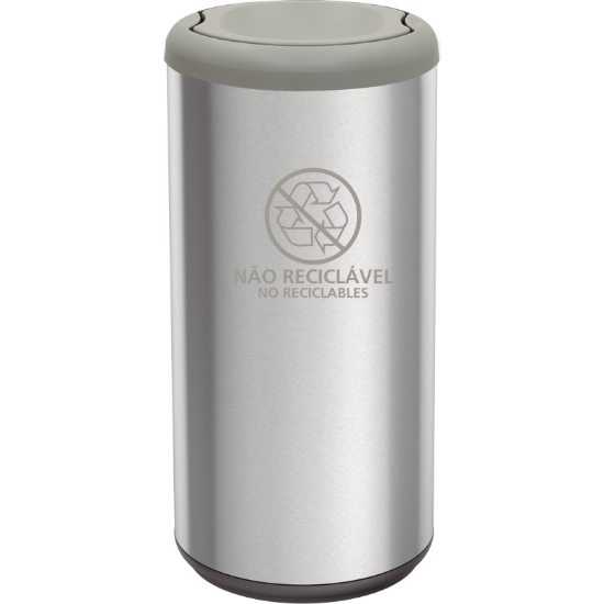 Picture of TRAMONTINA Stainless Steel Bin + Grey Swivel Lid - 40L - NO INNER